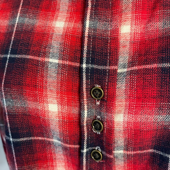 Hint of Mint Red Plaid Button Down Shirt Light Flannel & Lace - Picture 4 of 12